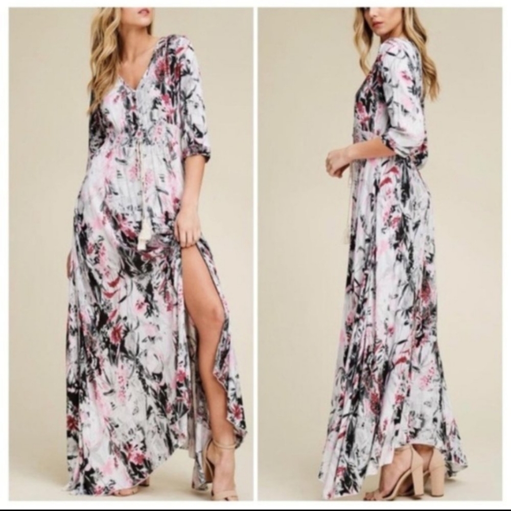 Japanese Floral Print Maxi